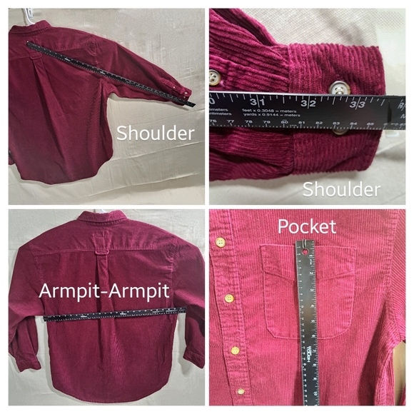 Fargo Vtg 90s Men Large Maroon Corduroy Button Down Long Sleeve Oversized Shirt - Picture 4 of 6